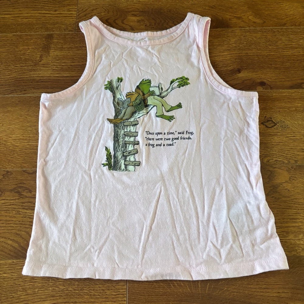 Old Navy Light Pink Kids Frog & Toad Graphic Tank in size L